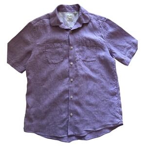 Baird McNatt Linen Murano Men's Medium Short Sleeve Button Up Shirt Purple